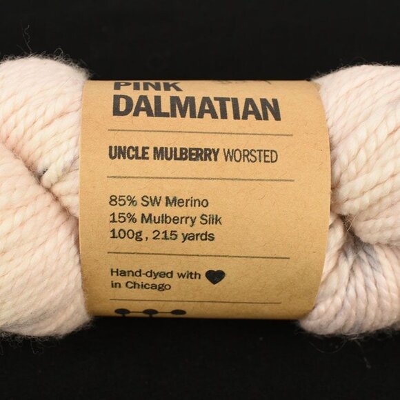 KRAEO Uncle Mulberry Worsted Yarn SW Merino Mulberry Silk Pink Dalmatian - Picture 3 of 3